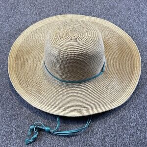 Midwest Gloves & Gear Wide Brim Sun Garden Straw Hat One Size Teal Chin Strap